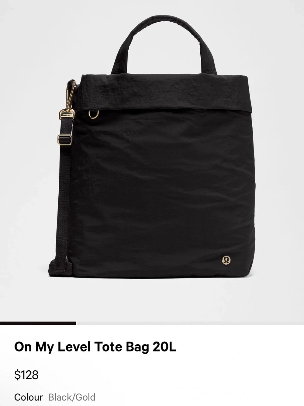 lululemon athletica Black Tote with Gold Hardware